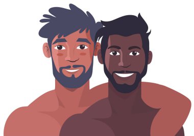 Erkekler ve sakallı adamlar gülümseyen vektör tasarımı