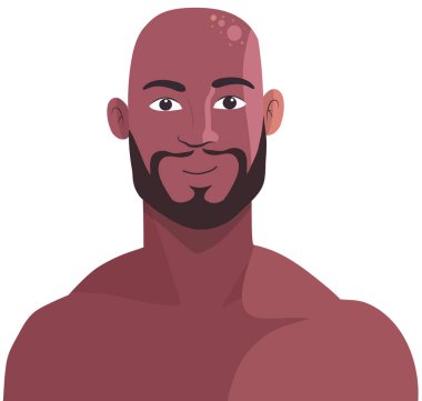 siyah kel adam sakallı ve kel saçlı.