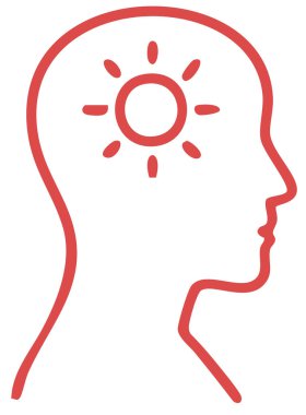 baş güneş, insan kafası, çizgi simgesi, konsept vektörü, beyaz arkaplan üzerindeki taslak çizim, işaret, mobil ve web için taslak biçim simgesi