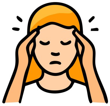 Baş ağrısı ikonu vektör illüstrasyonu. Ağrı ve baş ağrısı..