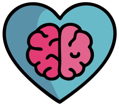 Beyin Kalbi Zihin Simgesi - ana hatlar biçiminde