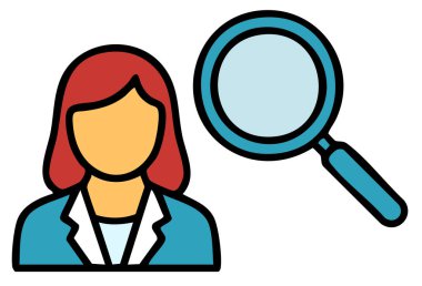 kadın yönetici arama simgesi - taslak biçimi