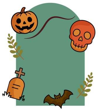 Kafatası ve kemik vektör çizimi ile Cadılar Bayramı kabağı