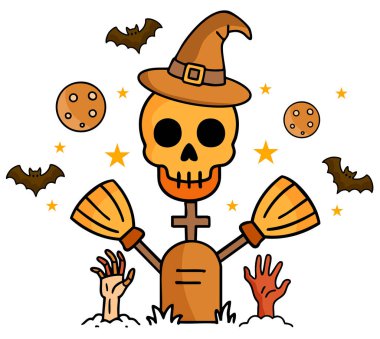 Elle çizilmiş doodle Cadılar Bayramı illüstrasyon