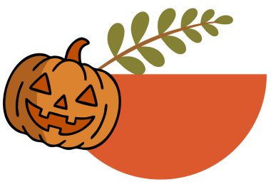 Yapraklı cadılar bayramı kabağı, illüstrasyon, beyaz arkaplanda vektör.