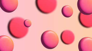 Pembe arka planda soyut pembe, turuncu ve beyaz kürelerin 3 boyutlu canlandırması