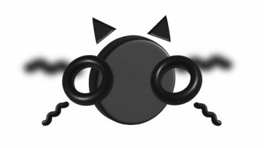 Siyah ve beyaz. Uzun gölgeli siyah bir hayaletin üç boyutlu görüntüsü.