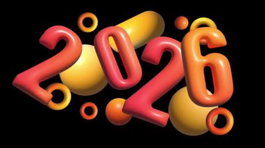 Sayılar ve sembollerle yeni yıl 2026 vektör illüstrasyonu.