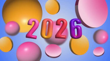 Sayılar ve sembollerle yeni yıl 2026 vektör illüstrasyonu.