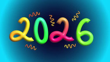 Sayılar ve sembollerle yeni yıl 2026 vektör illüstrasyonu.