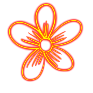 Çiçek işareti. Vektör. kırmızı - düz hatlı siyah simge.