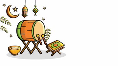 Hilal Ay ve Fenerlerle Zarif Ramazan 3D Arka plan