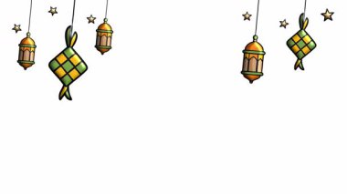 Hilal Ay ve Fenerlerle Zarif Ramazan 3D Arka plan