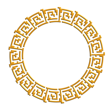 Yunan süsüsüyle çerçevelenmiş.