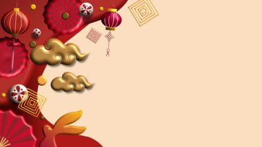 Geleneksel Elementlerle Şenlikli Çin Yeni Yıl Arkaplanı