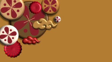 Geleneksel Elementlerle Şenlikli Çin Yeni Yıl Arkaplanı