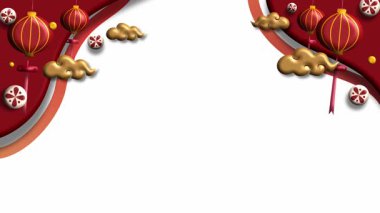 Geleneksel Elementlerle Şenlikli Çin Yeni Yıl Arkaplanı