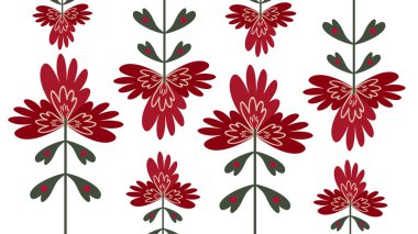 çiçek desenli kırmızı çiçekli