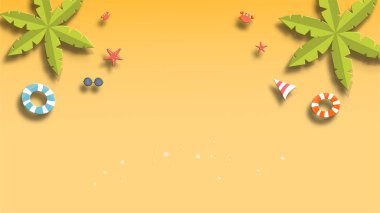 Yaz arkaplanı plaj ve palmiye ağaçları.