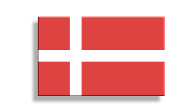 Danimarka bayrağı beyaz arka plan üzerinde
