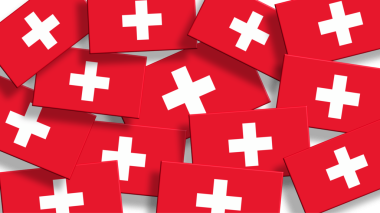 İsviçre bayrağı arkaplanı. 3d oluşturma.