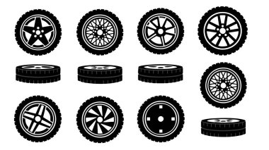 Siyah ve beyaz tekerlekler.