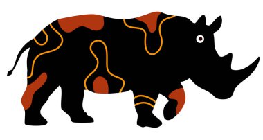 Beyaz arkaplanda siyah ve kırmızı gergedanlar