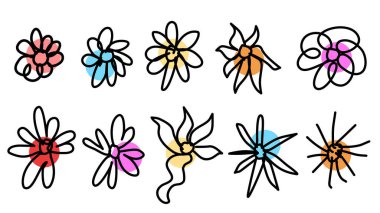 Güzel renkli çiçeklerin vektör çizimi