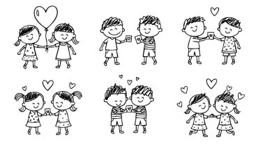 Mutlu sevgililer günü Doodle Set