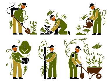 Bitkisi olan bahçıvan, vektör