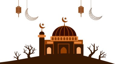 Müslümanlar topluluğu bayram mübarek vektör illüstrasyonu 10 saat sonra