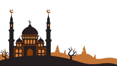 Ay ve yıldızlı cami silueti