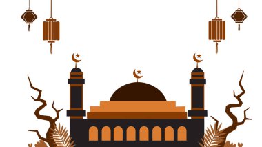 Müslüman camisi ve Ramazan Kareem vektör illüstrasyon tasarımı