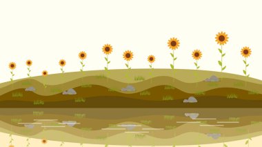 Dağlı bir nehrin manzarası. vektör illüstrasyonu.