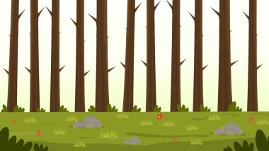 Orman ağaçları manzara doğa vektör illüstrasyon tasarımı