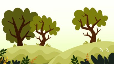 vektör karikatür ağaç manzarası