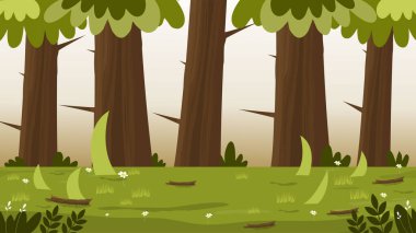 Ağaç ve çim resimli orman sahnesi