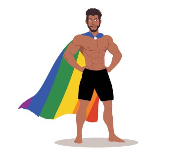 Bayrak vektör illüstrasyon tasarımında eşcinsel gururlu adam