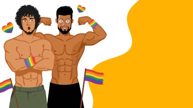 gururlu eşcinsel çift çizgi film vektör çizim grafik tasarımı