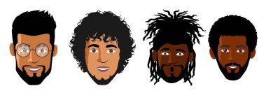 Afro-Amerikan erkekleri, vektör illüstrasyon