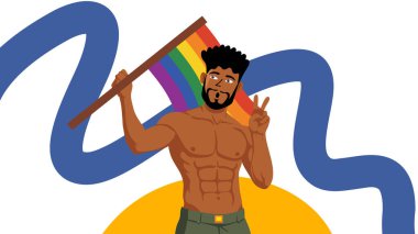 Igbt bayrağı taşıyan Afrikalı bir adam.