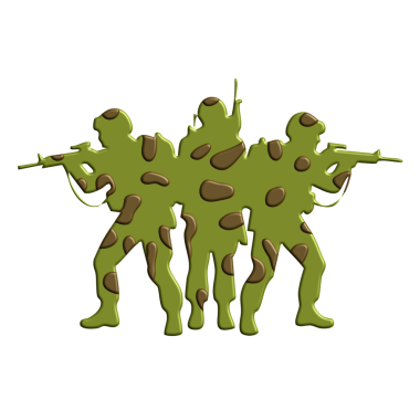 Yeşil ve kahverengi bir asker silueti.