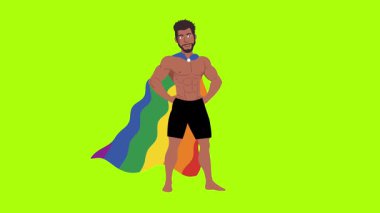 lgbt gurur ayı olay videosu için canlandırılmış LGBT karakteri yeşil ekran görüntüleri