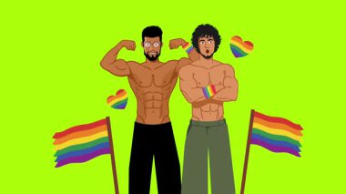 lgbt gurur ayı olay videosu için canlandırılmış LGBT karakteri yeşil ekran görüntüleri