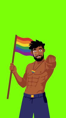 lgbt gurur ayı olay videosu için canlandırılmış LGBT karakteri yeşil ekran görüntüleri