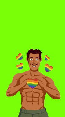 lgbt gurur ayı olay videosu için canlandırılmış LGBT karakteri yeşil ekran görüntüleri