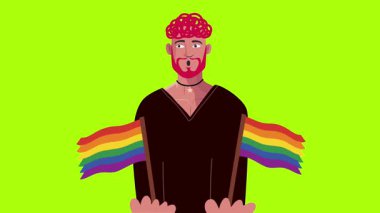 lgbt gurur ayı olay videosu için canlandırılmış LGBT karakteri yeşil ekran görüntüleri