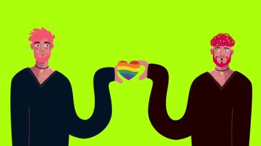 lgbt gurur ayı olay videosu için canlandırılmış LGBT karakteri yeşil ekran görüntüleri