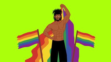 lgbt gurur ayı olay videosu için canlandırılmış LGBT karakteri yeşil ekran görüntüleri