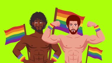 lgbt gurur ayı olay videosu için canlandırılmış LGBT karakteri yeşil ekran görüntüleri